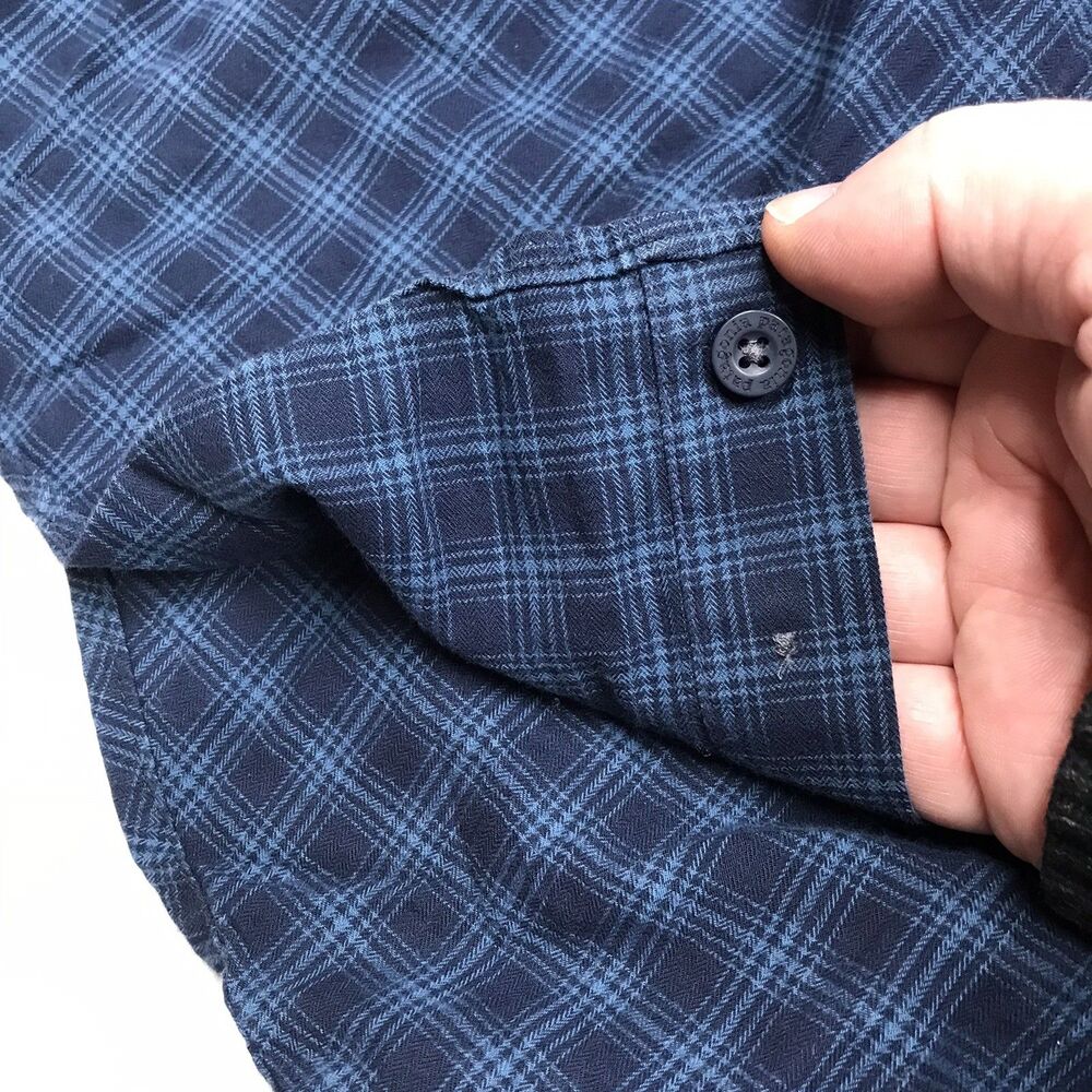 PATAGONIA Fjord Flannel Shirt Men L Blue Plaid GORP Organic Cotton Preppy - Picture 12 of 13